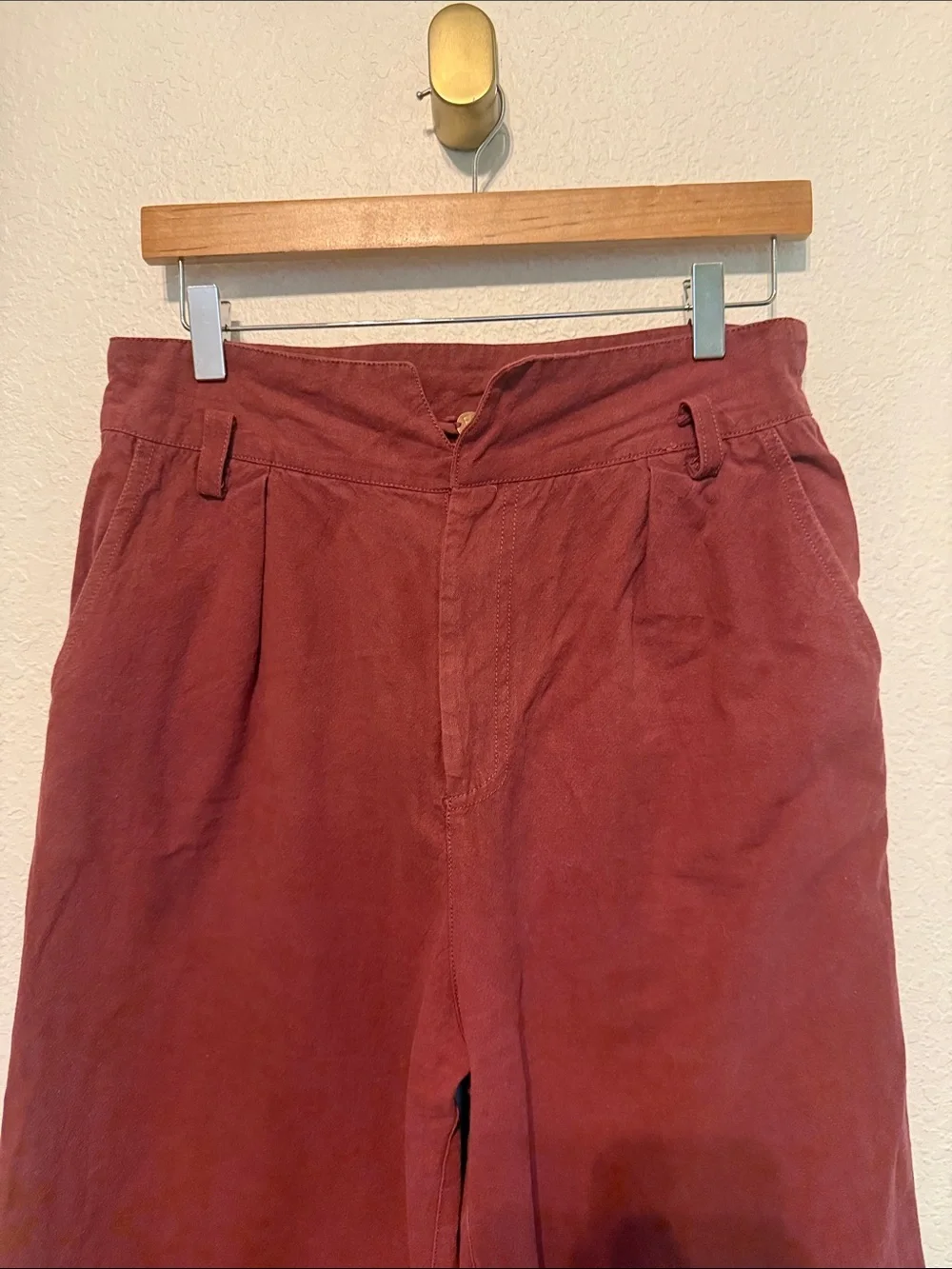 FP One Free People high waisted pleat wide leg cropped pants cotton